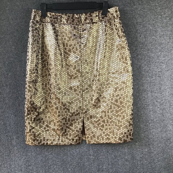 Worthington Bronze and Champagne Sequin Textured Skirt Sz 10 - Picture 2 of 8